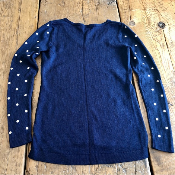 Navy Blue Sweater with Embroidered Polka Dots - Picture 3 of 5